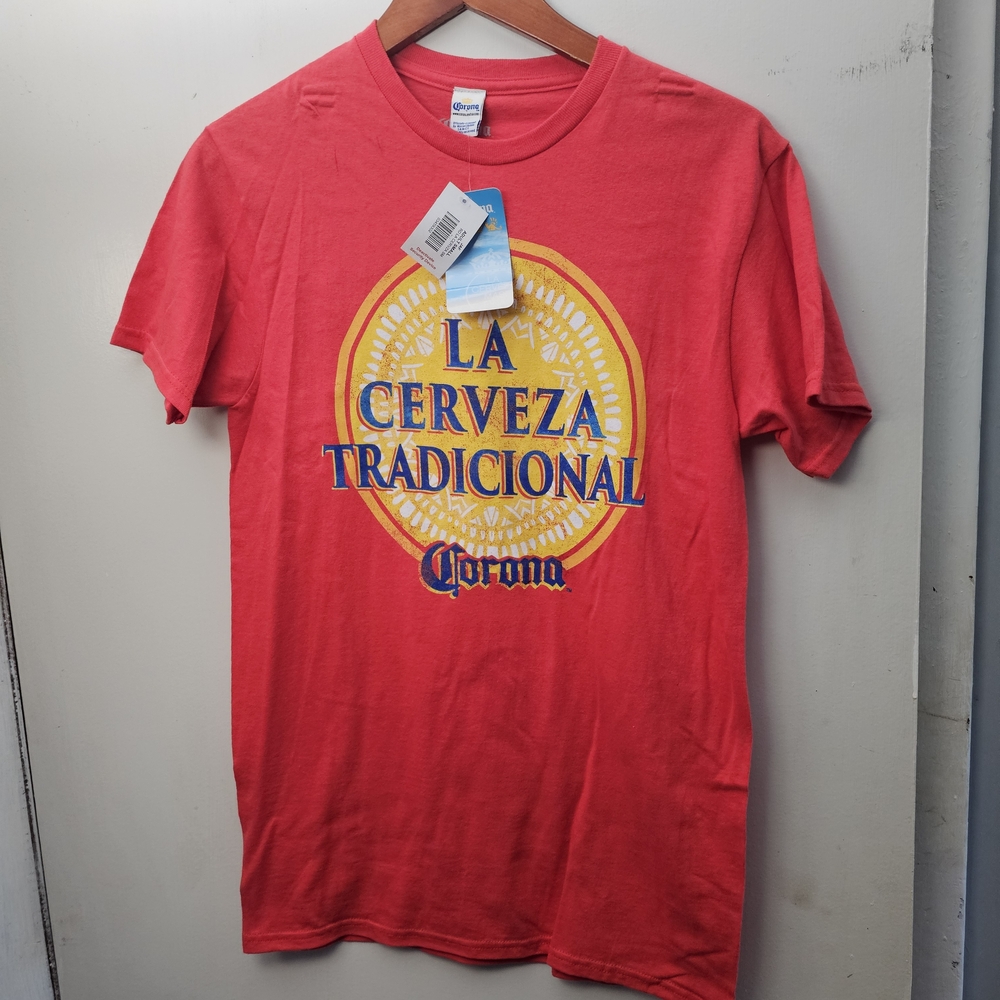 Corona Red Short Sleeve Tee with Logo Design
